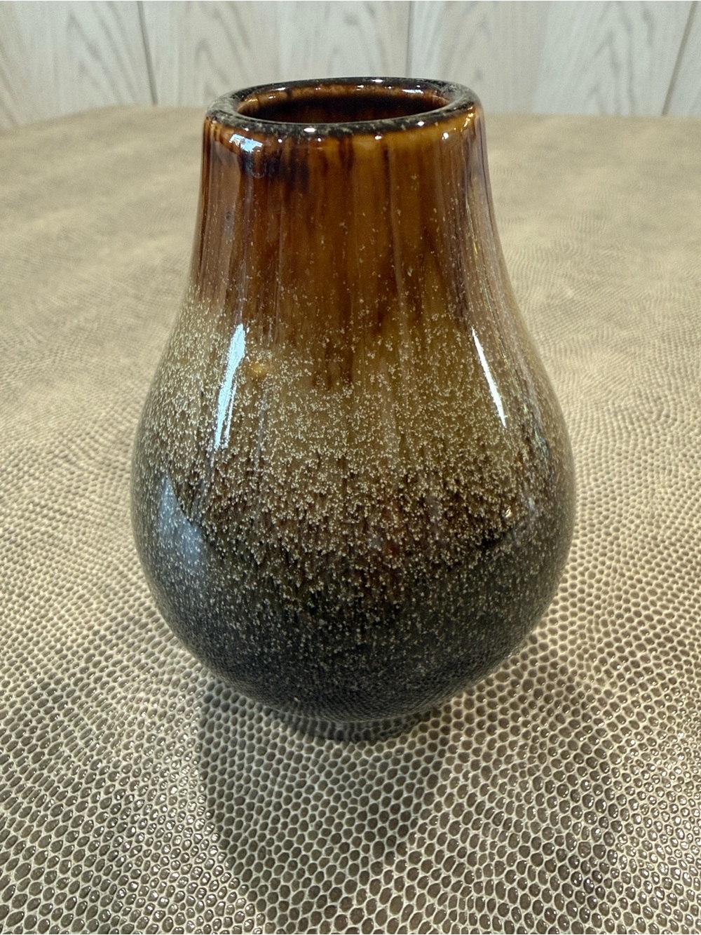 Mid-Century Modern Style Ceramic Mini Vase in Gradient Brown Tones